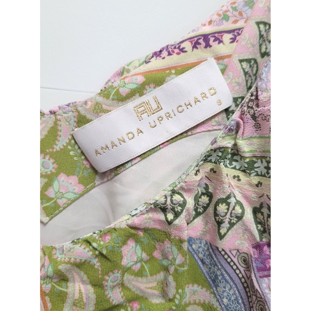 Amanda Uprichard Women's 100% Silk Paisley Print Tiered Mini Dress - Small - Picture 2 of 7